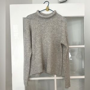 Madewell Rolled Crew Neck Sweater Light Grey